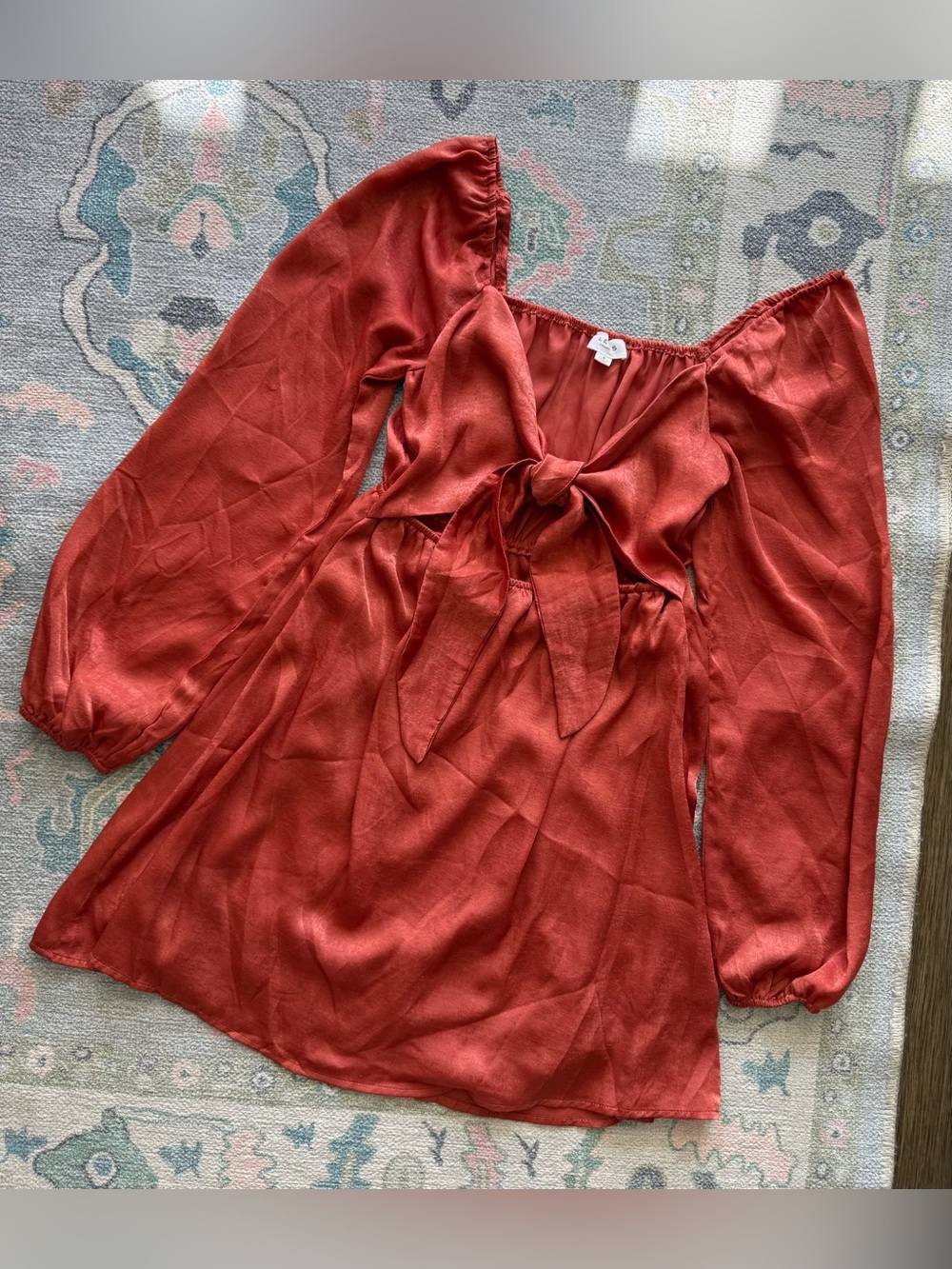 Shiny Satin Rust Orange Mini Dress